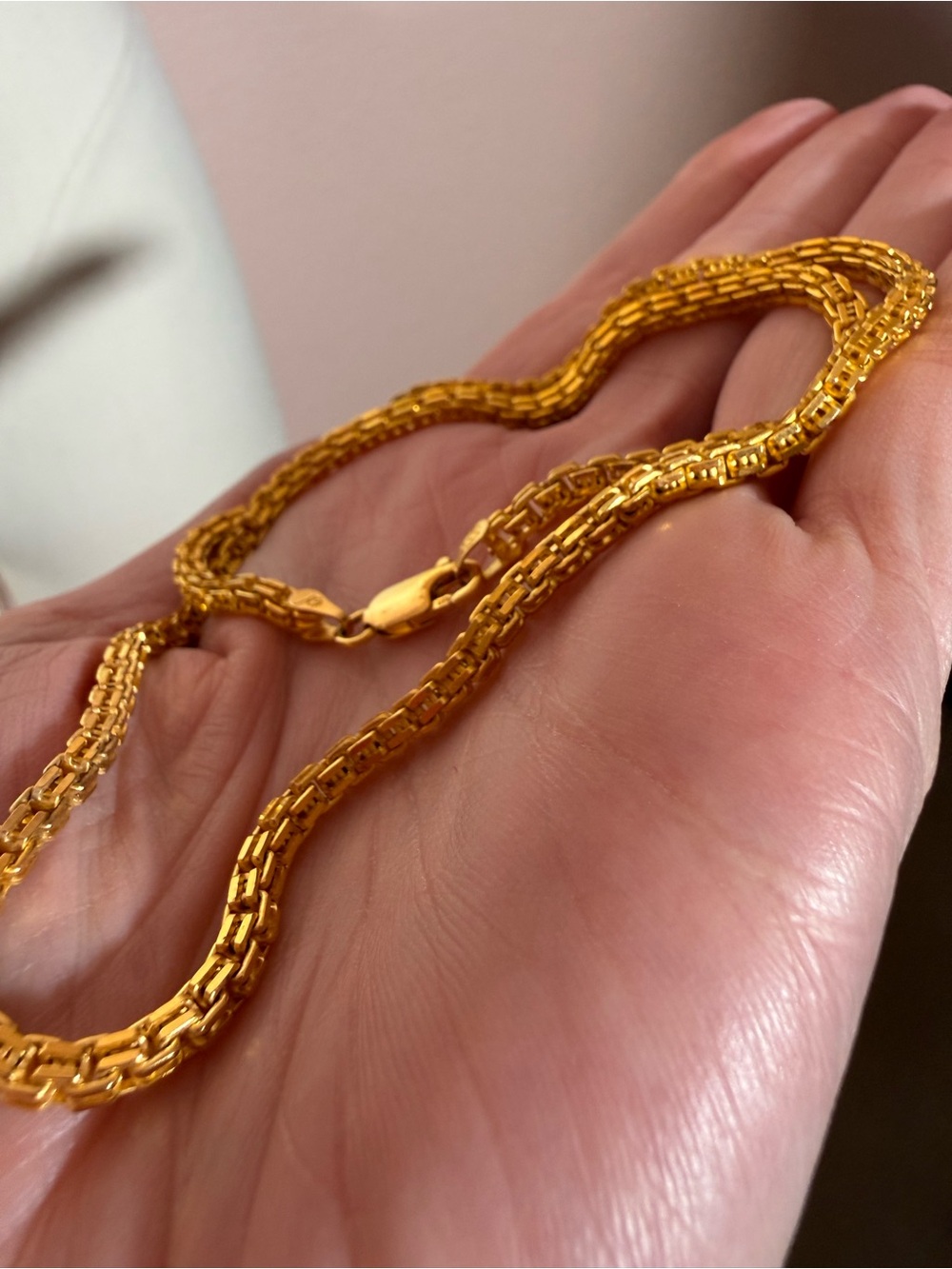 Gold sterling silver designer runway square link heavy chain necklace 18” Italy - Picture 17 of 17